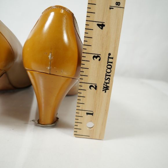 Vintage Salvatore Ferragamo Yellow Two-Tone Leather Bow Made in Italy Size 7B - Picture 11 of 11